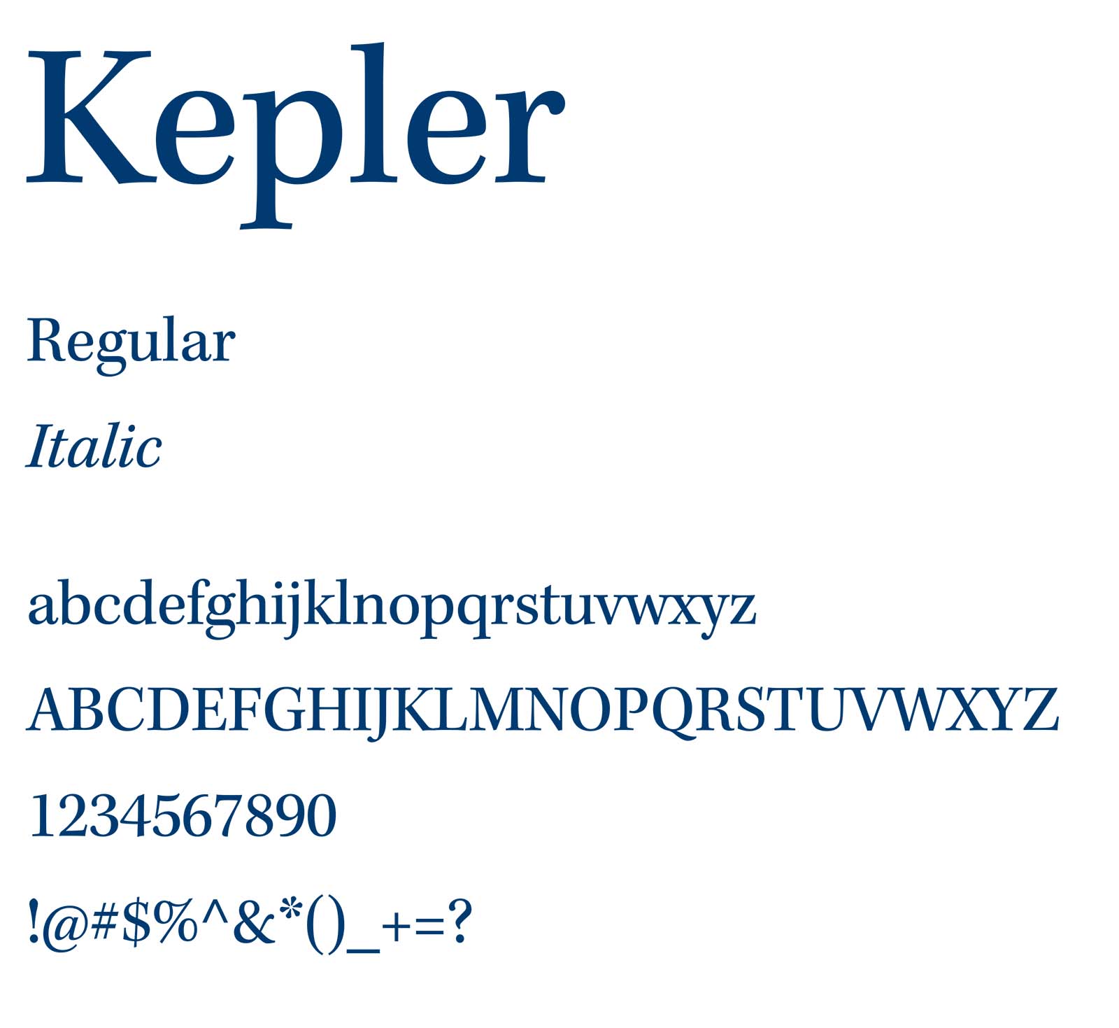 Kepler Font Sample Carroll Community College