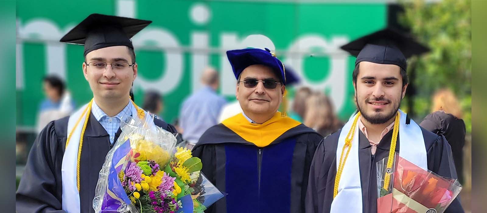 Raza Khan Zyad Khan and Ahad Khan at commencement
