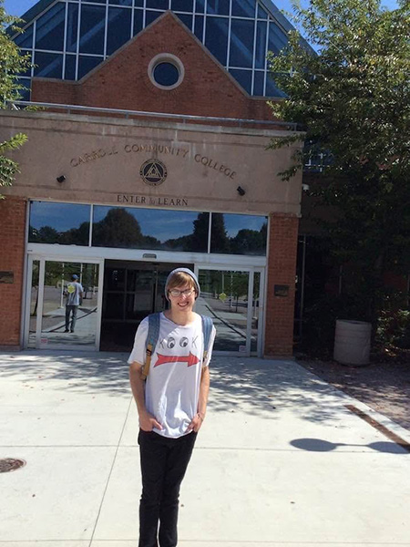 Parker Matthews front of college Carroll Community College
