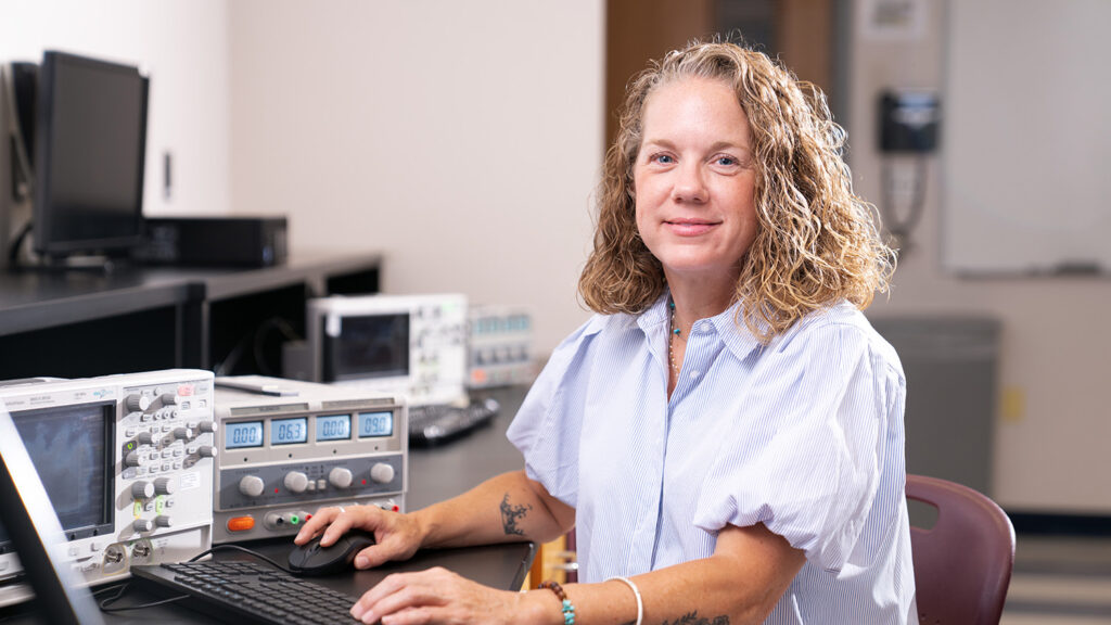 Parker McAllister at computer at Carroll Community College