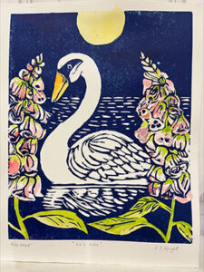 Woodcut print Siobhan Wright Carroll Community College