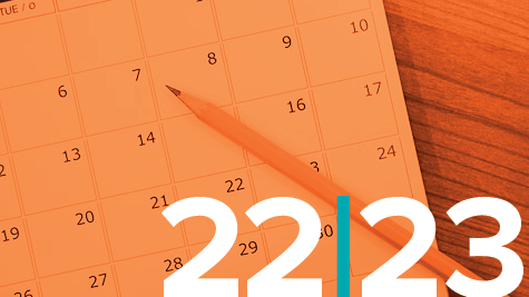 calendar with year 2022 through 2023 in text