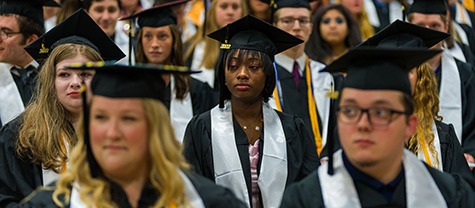 students at commencement