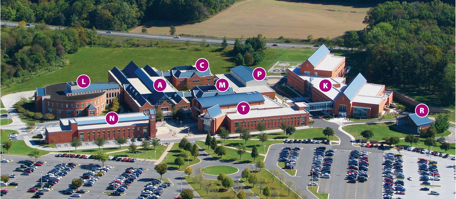 aerial view of Carroll Community College campus