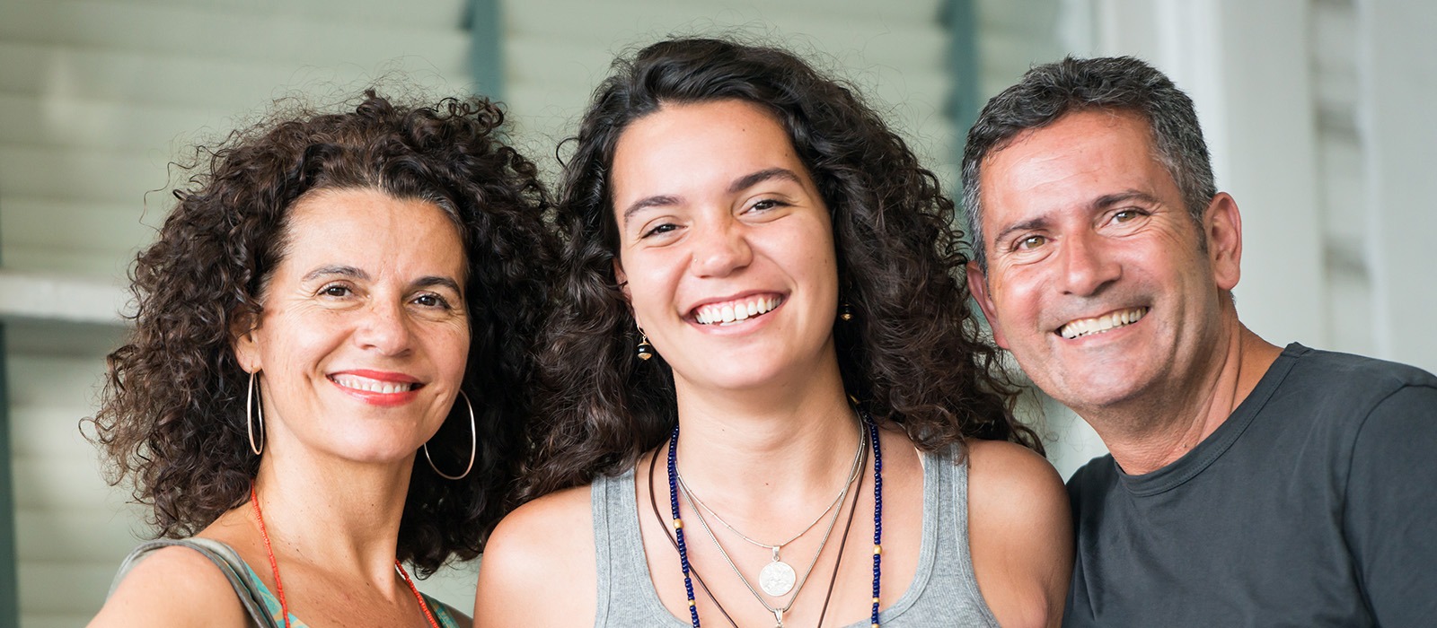 female student with parents