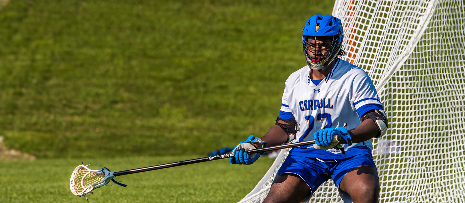 Lacrosse player at Carroll Community College